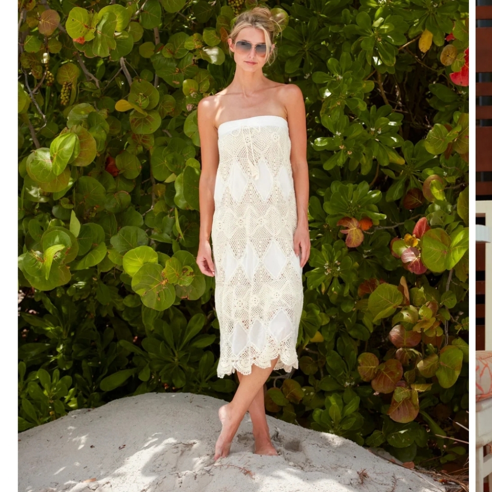🌴Helen Jon Boho Crochet Maxi Skirt/Bandeau Dress sz S - Picture 13 of 13